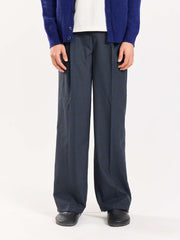 Blue & Grey Checked Baggy Fit Trousers